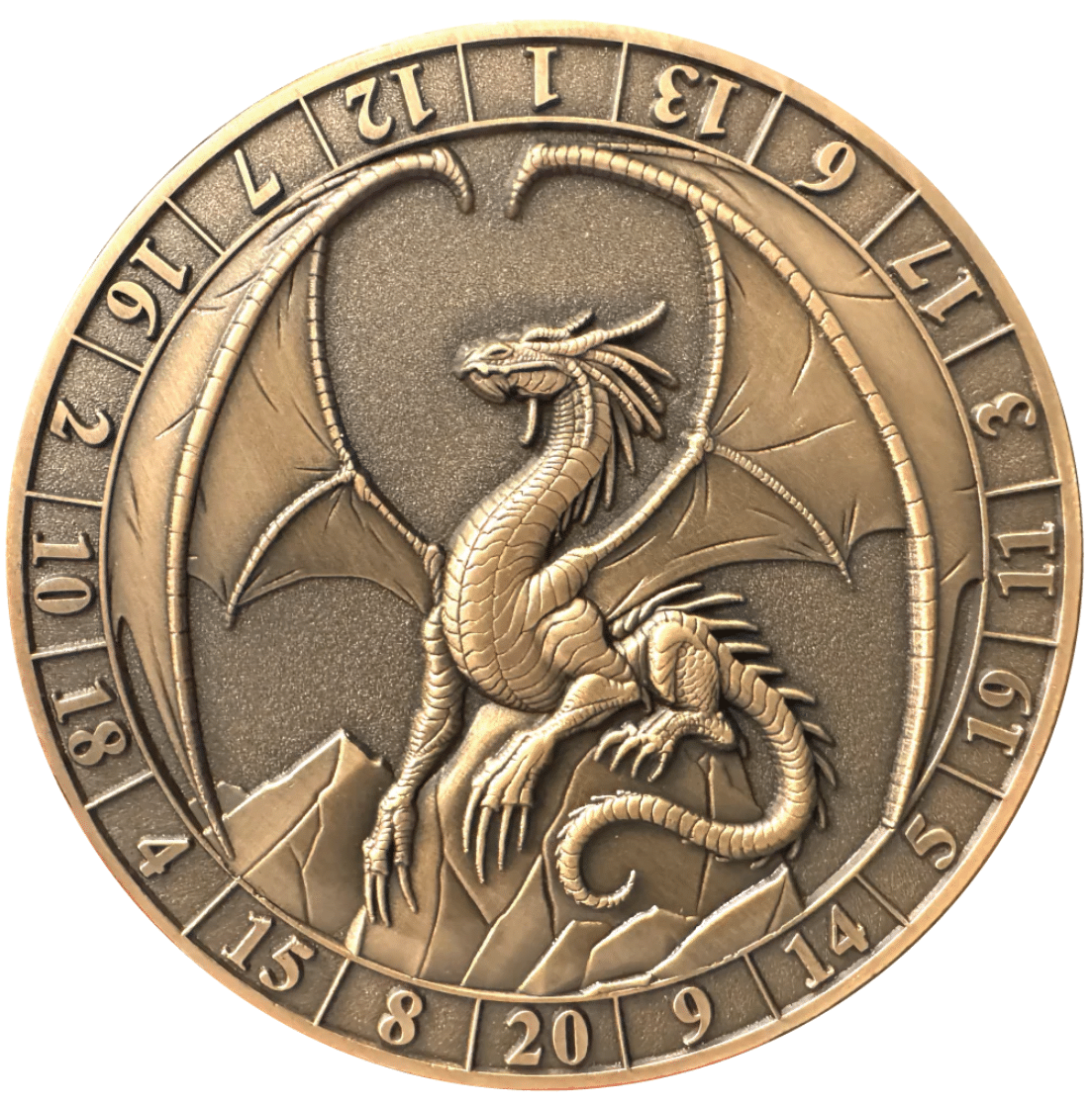 D20 Lawful Gold Dragon Dice Coin - A Muse N Games